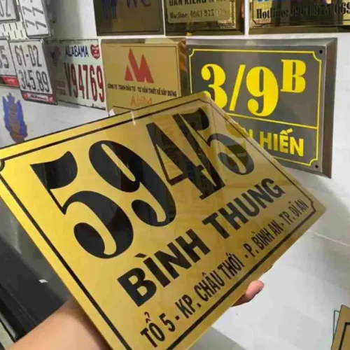 Mẫu số nhà Mica vàng đồng