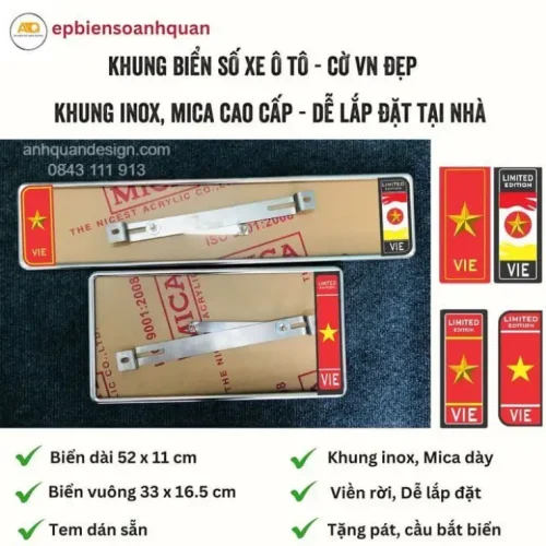 Bộ Khung Biển Số Ô Tô Có Cờ Việt Nam Giá Rẻ