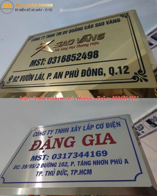 Bảng Tên Công Ty Inox