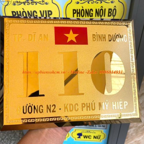 Biển số nhà inox mạ vàng