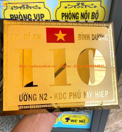 Biển số nhà inox mạ vàng