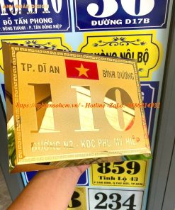 Biển số nhà inox mạ vàng