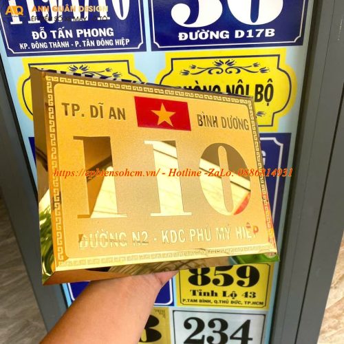 Biển số nhà inox mạ vàng