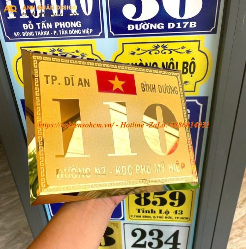 Biển số nhà inox mạ vàng