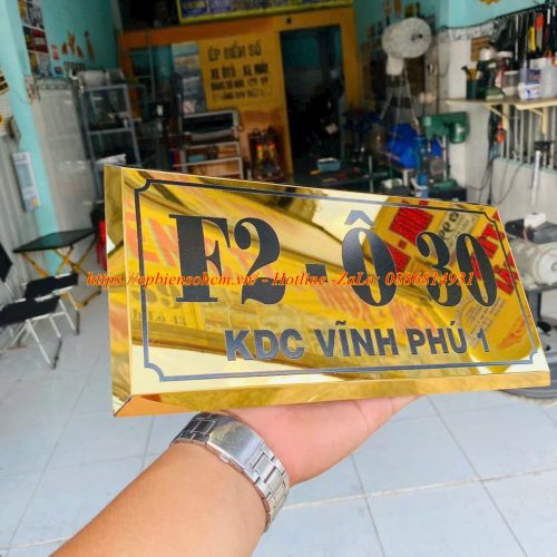 Biển số nhà inox mạ vàng