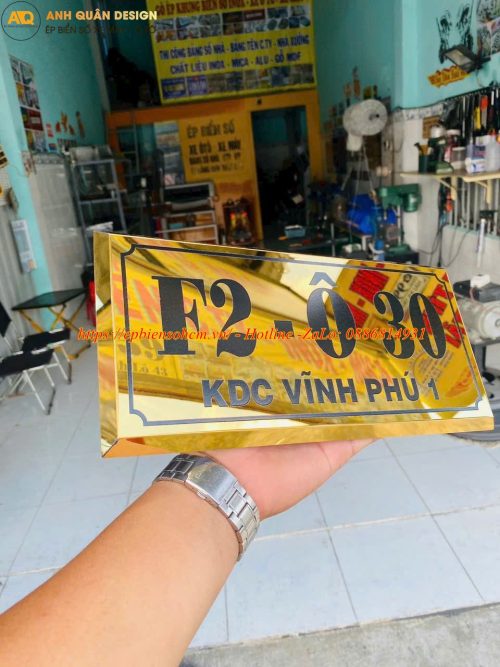 Biển số nhà inox mạ vàng