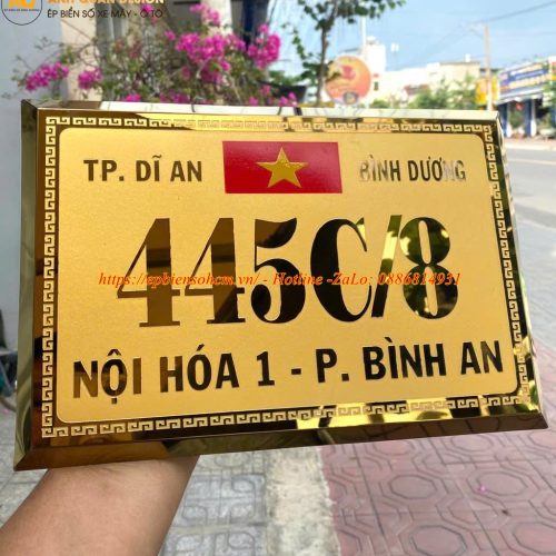 Biển số nhà inox mạ vàng