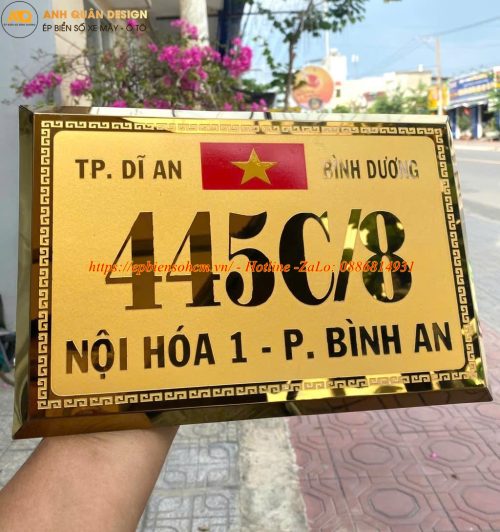 Biển số nhà inox mạ vàng