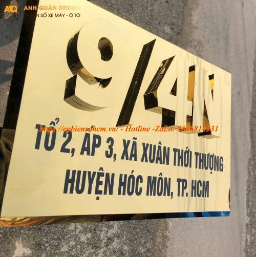 Biển số nhà inox nổi