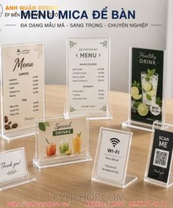 Bảng Menu mica chữ L Để Bàn