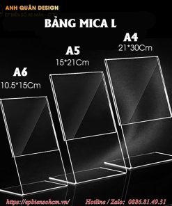 Bảng Menu mica chữ L Để Bàn