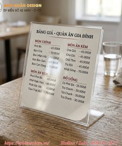 bảng Mica menu để bàn